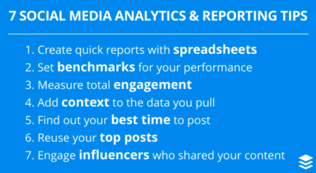 A list of seven social media analytics tips for running a social media audit.