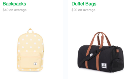 Examples of Buhi bags. One backpack and one duffel bag. 