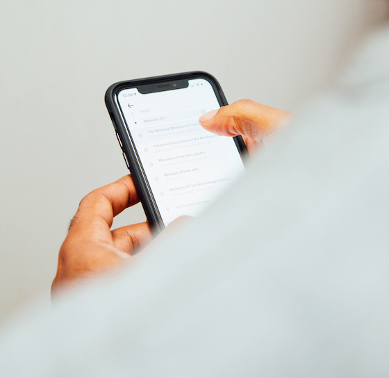 A man using an iPhone