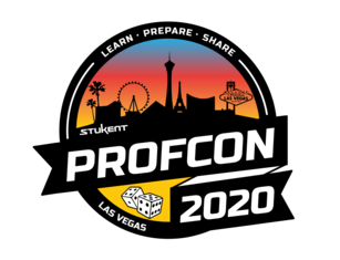 ProfCon 2020 Logo - A circle with the Las Vegas skyline in the background. 