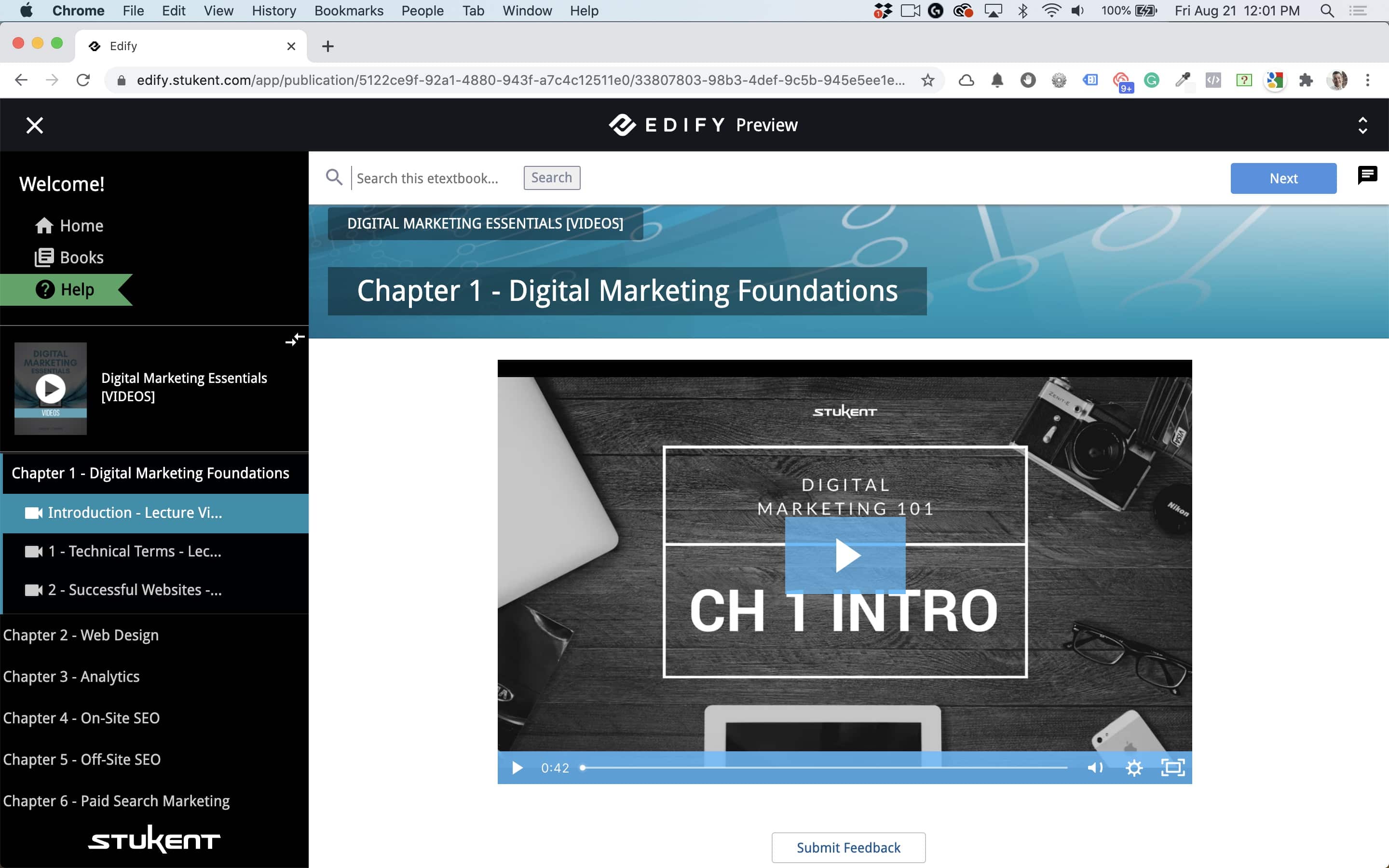 Digital Marketing Essentials Video Lectures in the Edify Platform
