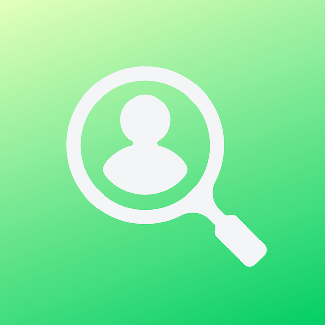 Magnifying glass icon hovering over a person icon