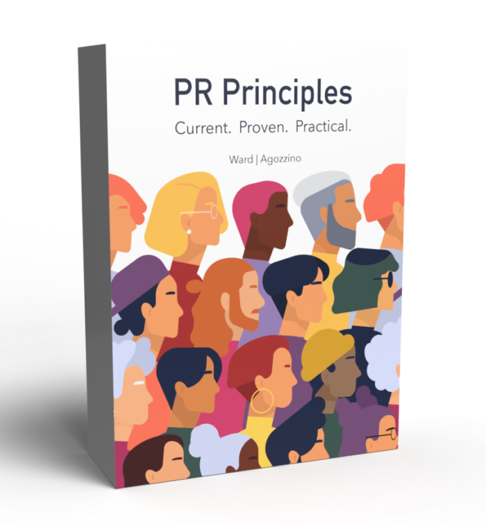 Cover image of e-textbook "PR Principles" by Jamie Ward and Alisa Agozzino.