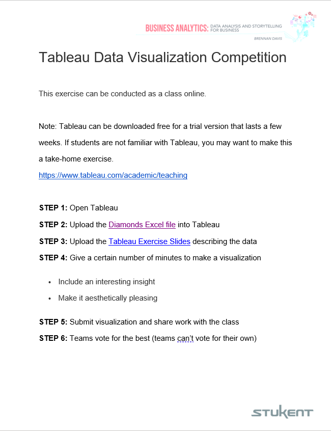 BA Tableau Data Visualization Online Class Activity Form Stukent