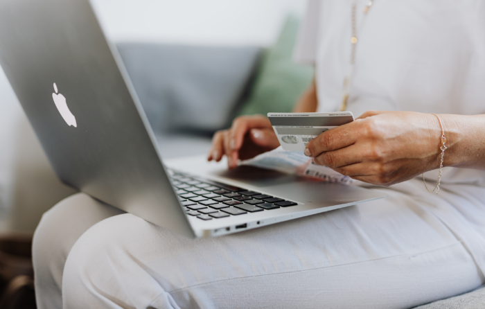 Online shopper getting ready to complete an online order. 