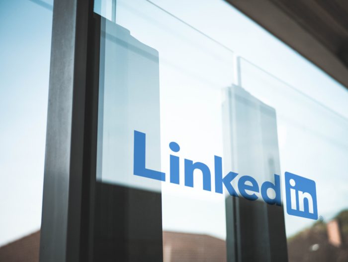 Window with LinkedIn sticker decal