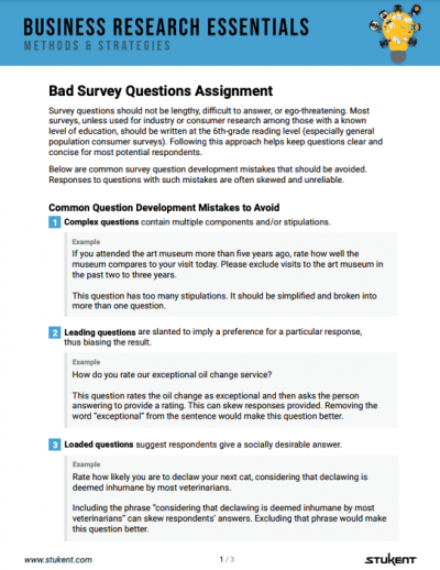 Bad Survey Questions Assignment