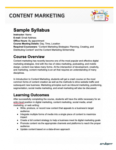 Content Marketing Syllabus