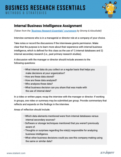 Internal Business Intelligence Assignment