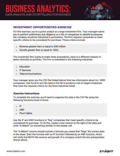 Investment Opportunities Exercise