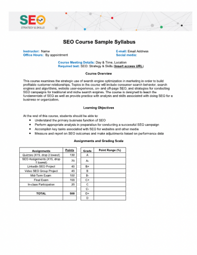 SEO Syllabus